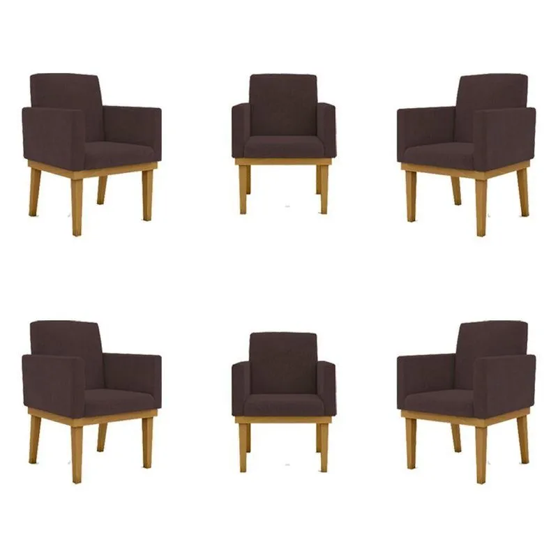 Kit 06 Poltronas Decorativa Reforçada Balaqui Decor Cor:marrom