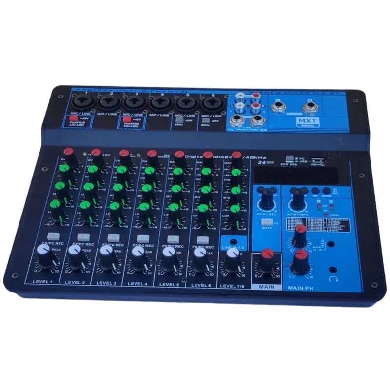 Mesa de som mixer console 8 canais phantom profissional