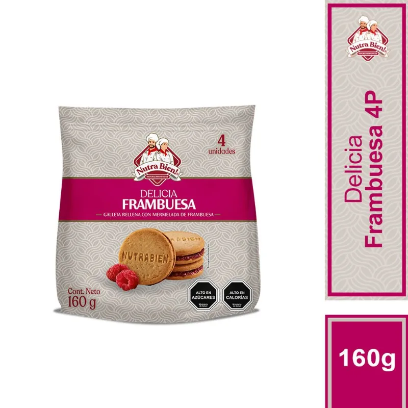Galleta Nutra Bien Delicias Frambuesa 160 g 4 un.