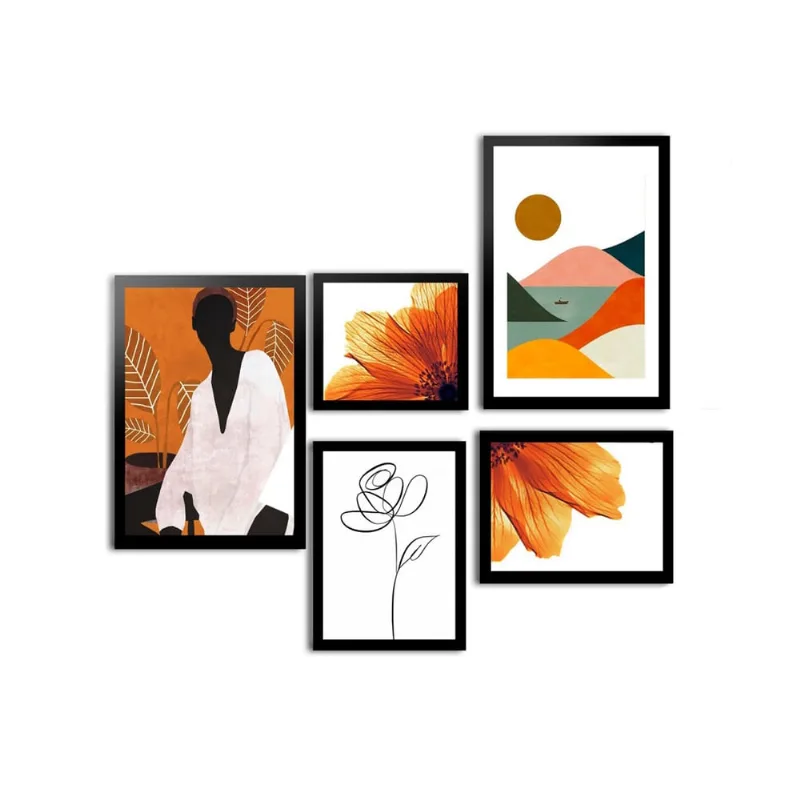 Conjunto Quadros Decorativos Com Moldura Clima Tropical