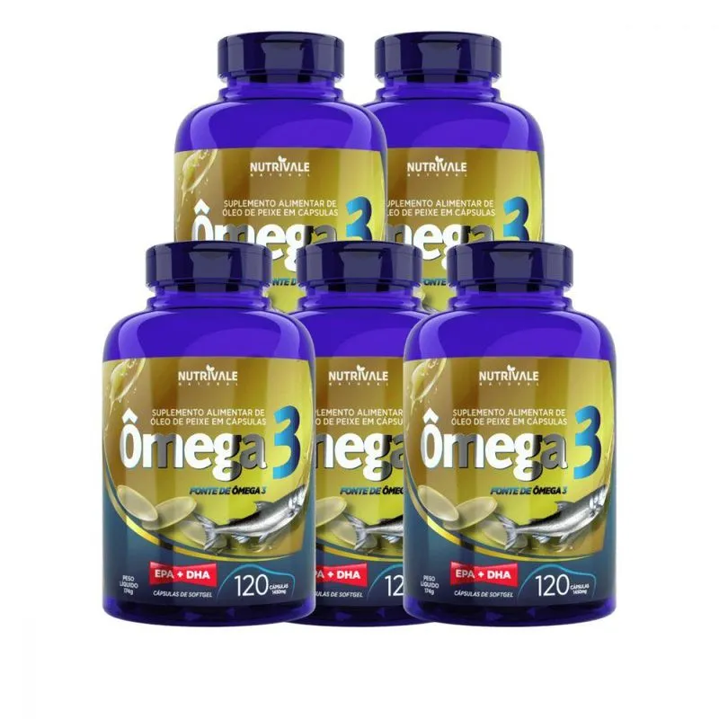 Ômega 3 Epa +dha 5 Unidades Com 120 Cápsulas 1450mg