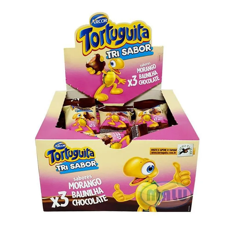 Chocolate Tortuguita Tri Sabor 18g Com 24 Unidades - Arcor