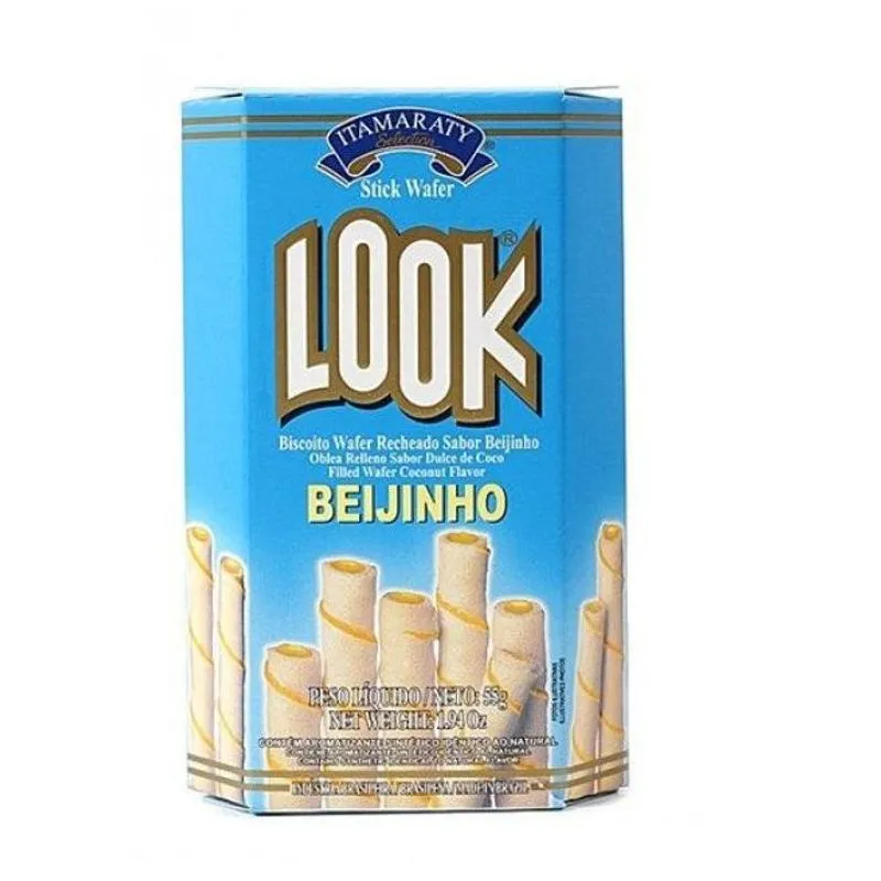 20 Un Biscoito Wafer Recheado Sabor Beijinho Look 55g