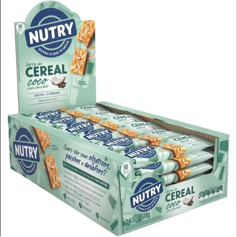 Kit 3 Caixas De Barra De Cereais Nutry 24x22g Sabor Coco