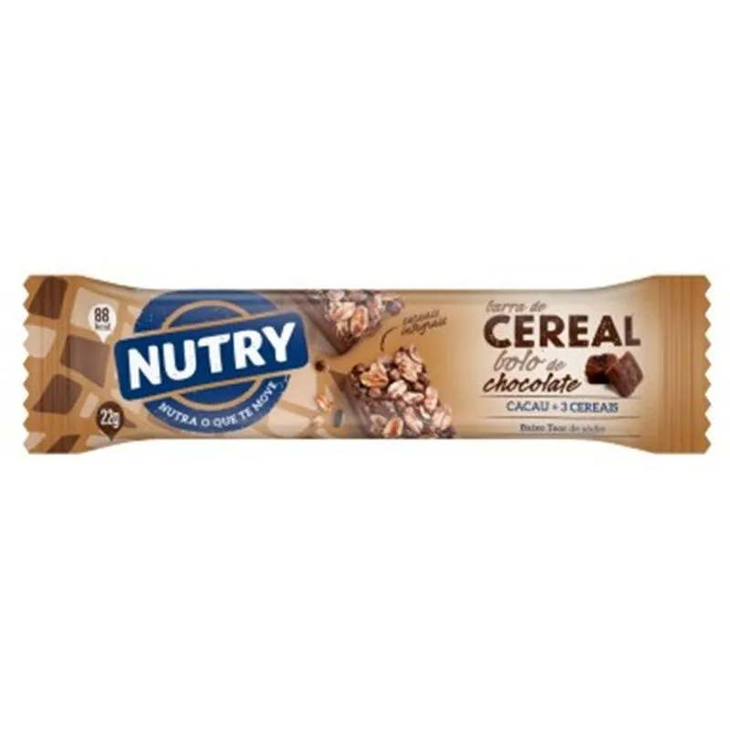 Kit 3 Caixas Barra De Cereais Nutry 24x22g Bolo De Chocolate