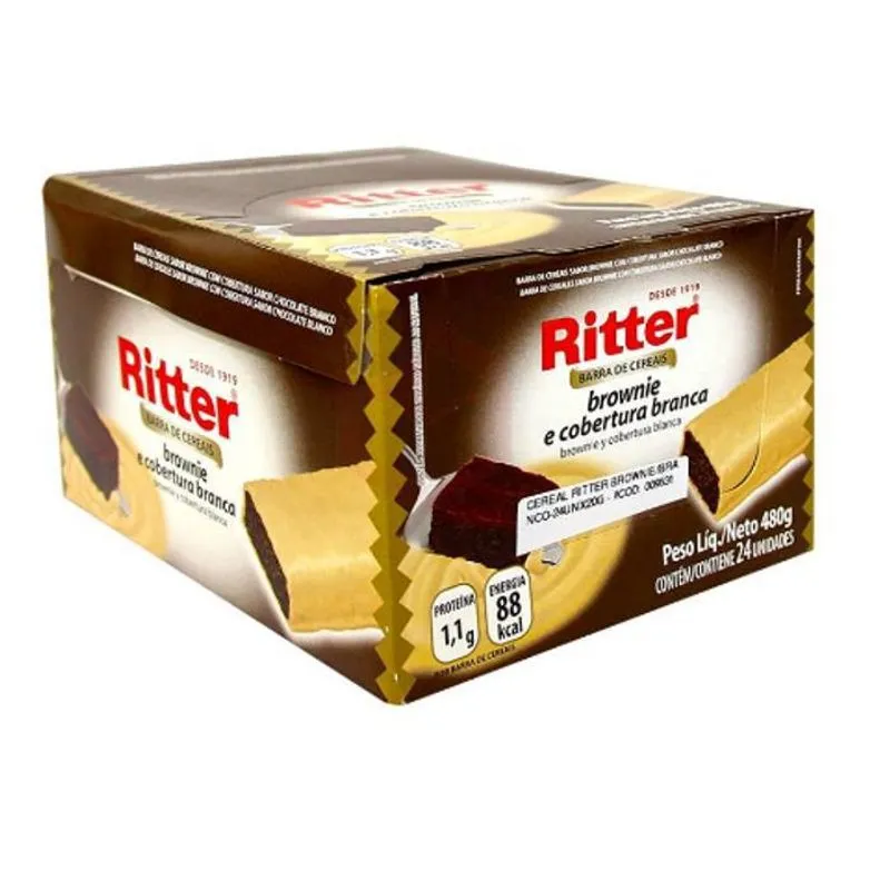 Barra Cereal Brownie Cobertura Branca 24 X 20g Ritter