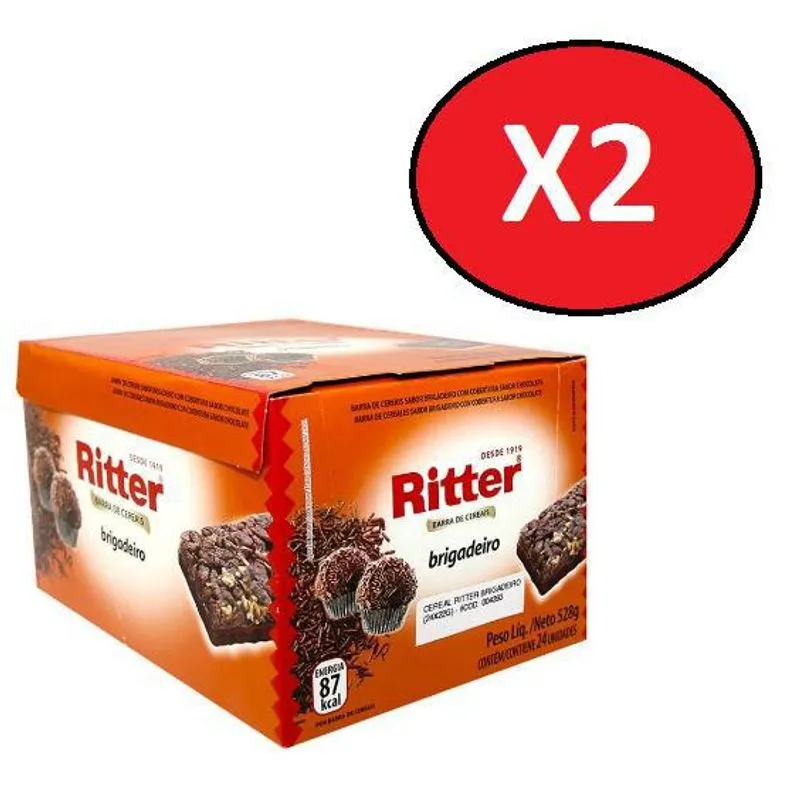 Kit 2 Cxs De Barra Cereal Sabor Brigadeiro 24 X 22g Ritter