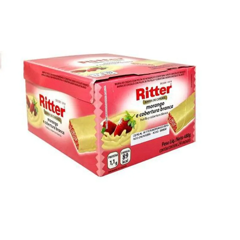 Barra Cereal Morango Cobertura Branca 24 X 20g Ritter