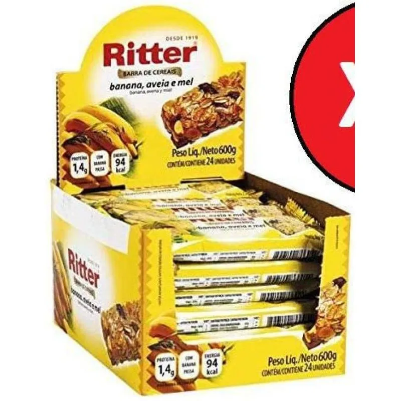 Kit 2 Cxs Barra Cereal Banana Aveia E Mel 24 X 25g Ritter