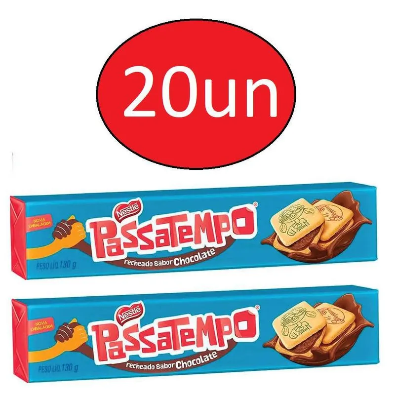 20 Un Biscoito Recheio Chocolate Passatempo Pacote 130g