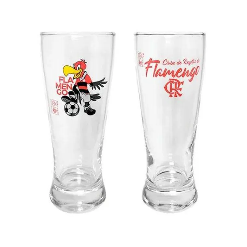Kit Flamengo 2 Copos De Chopp Lager 300ml Na Luva