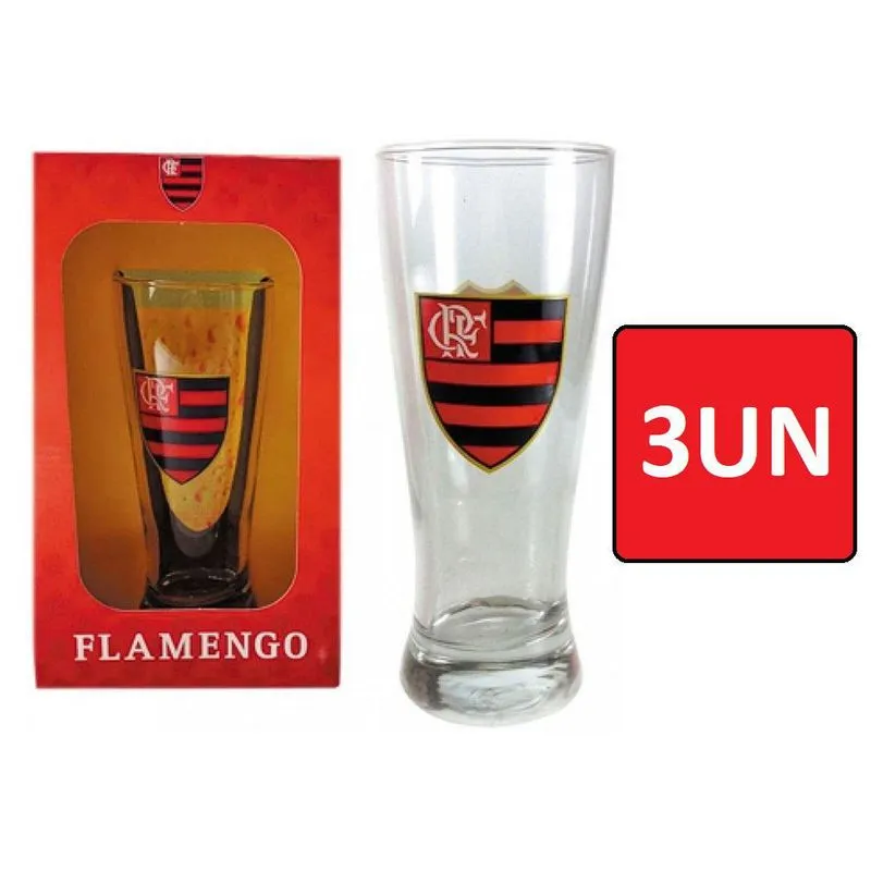 Kit 3 Copos Tulipa Cerveja Chopp Flamengo 300ml