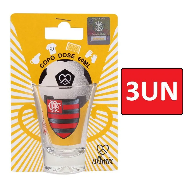 Kit 3 Copos Flamengo Shot 60ml Allmix
