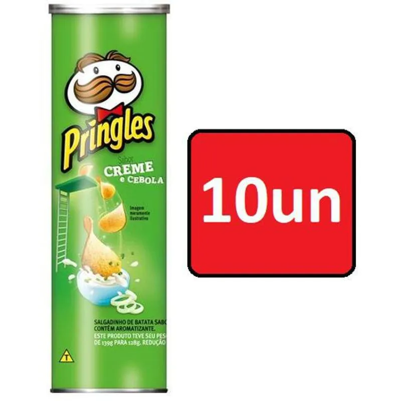 Kit 10 Un Salgadinho De Batata Pringles Creme E Cebola 120 G