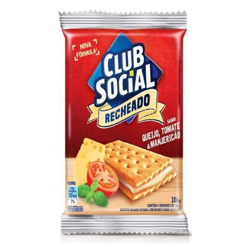 Biscoito Club Social Recheado Queijo/Tomate/Manjericão 106g