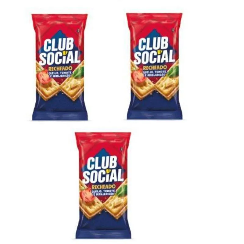 Kit 2 Biscoitos Club Social Queijo Tomate Manjericão 106g