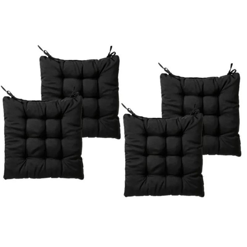 Kit 4 Almofadas Futton Assento Para Cadeira - Preto 40x40