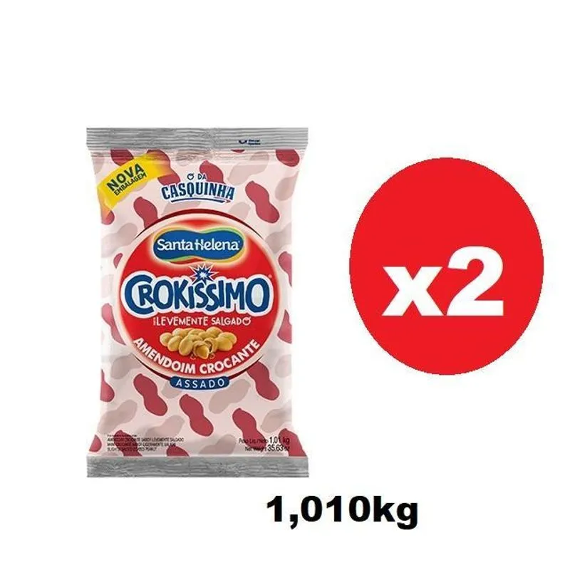 Kit 2 Pacotes Amendoim Crocante Salgado Crokissimo 1,01kg