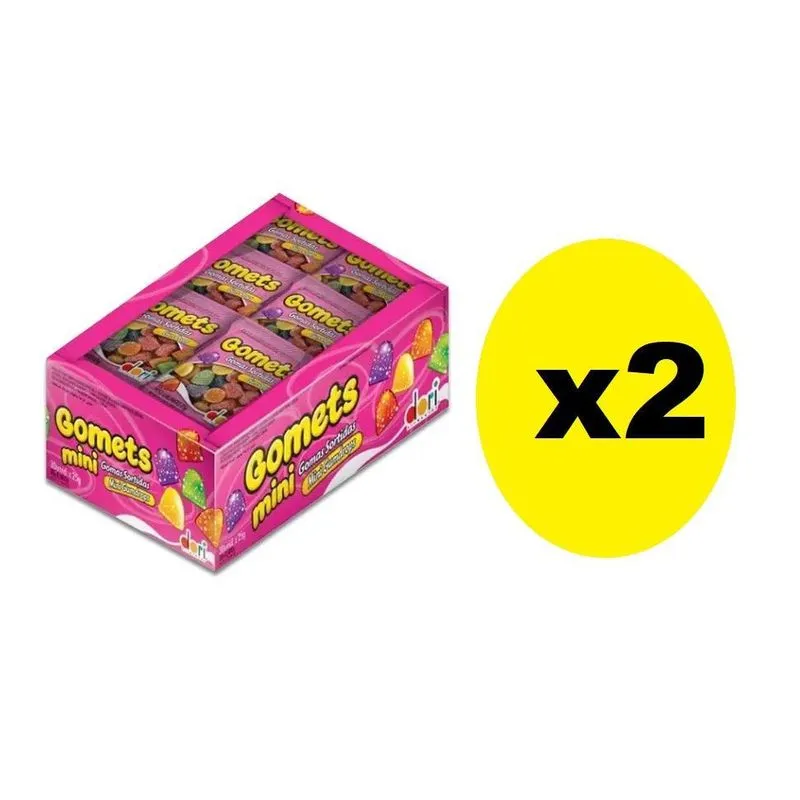 2 Caixas Mini Bala De Goma Gomets Sino Dori 30x18g