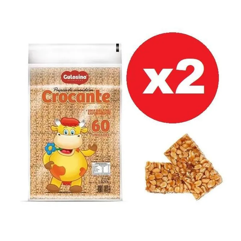 Kit 2 Pacotes Doce Pé De Moleque Crocante Gulosina 1,020kg