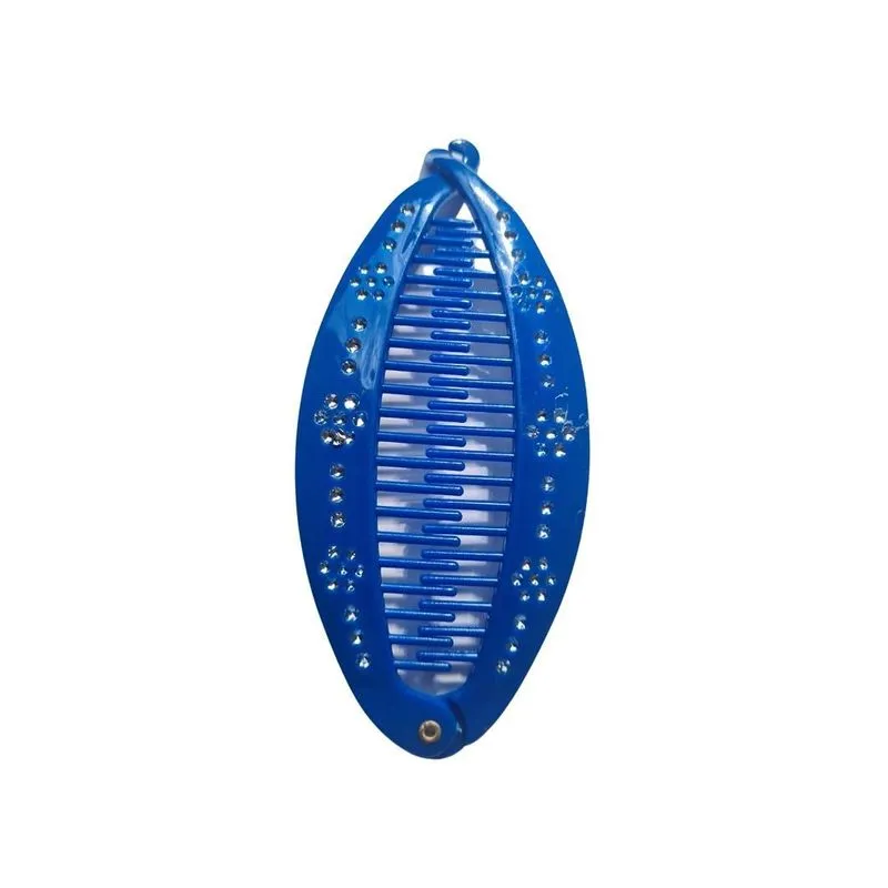 Presilha De Cabelo Azul Estilo Banana Pente Com Strass