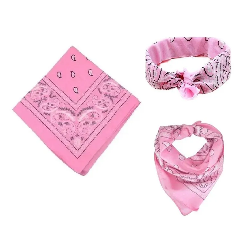 Bandana Faixa Lenço Cabelo Rosa Claro Unissex Poliéster