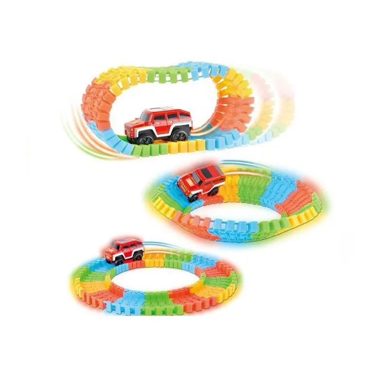 Brinquedo Carrinho c/ Pista Trilha Maluca p/ Montar Flexível