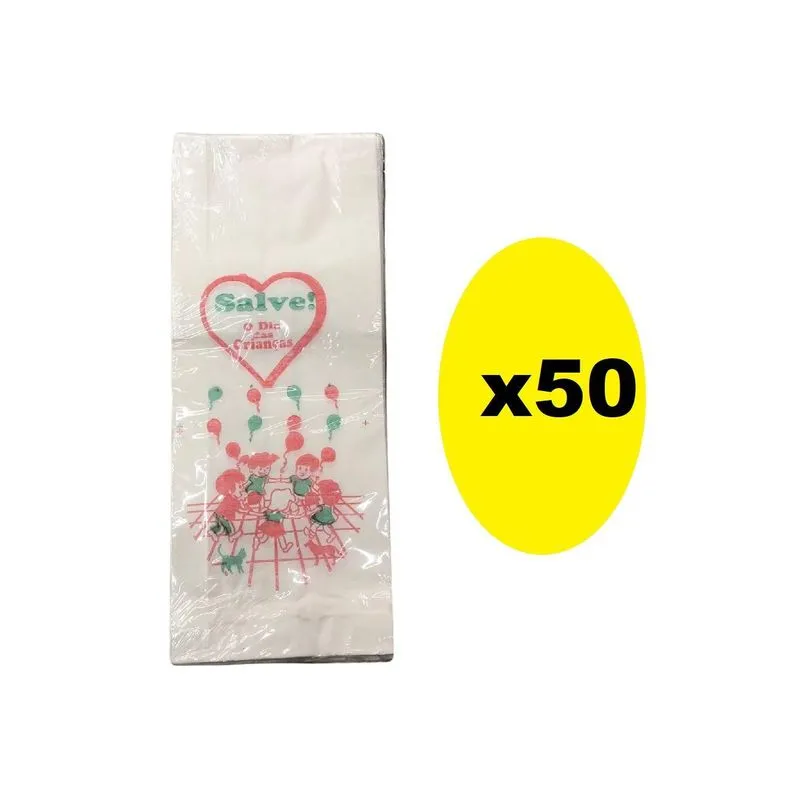 Kit 50 Sacos De Papel 9x27cm Para Salve O Dia Das Crianças