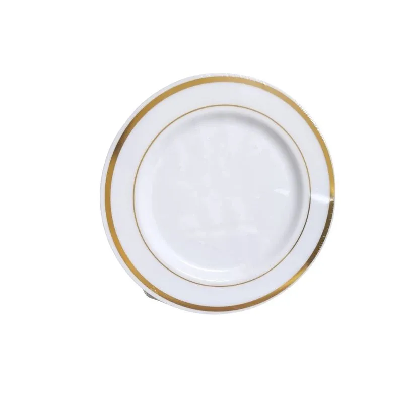 Prato sobremesa de Luxo borda dourada 18cm- Kit com 100un