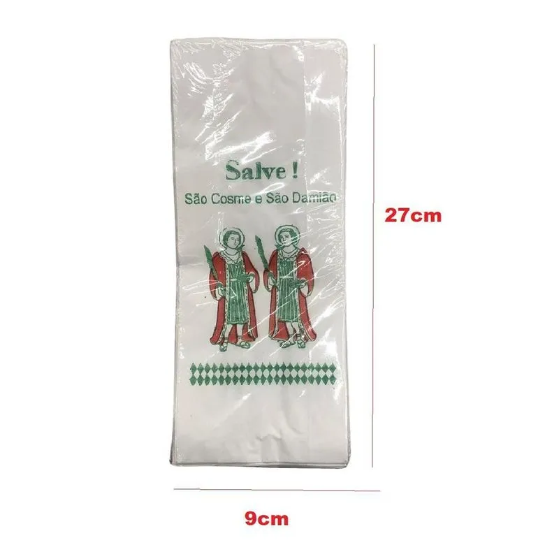 Kit 3000 Sacolas De Papel Branca São Cosme E Damião 9x27cm
