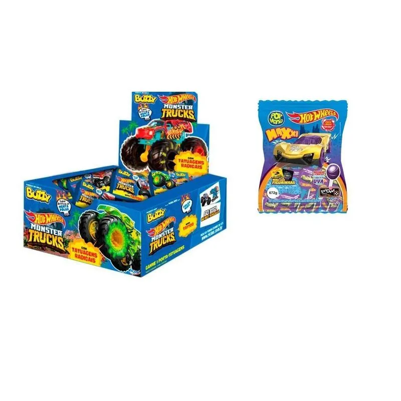Chiclete Hot Wheels Monster Trucks Menta Polar C/100 - Buzzy