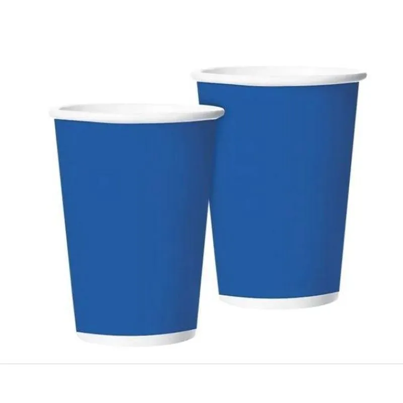 Copo De Papel Liso Azul Marinho Kit Com 8 Unidades