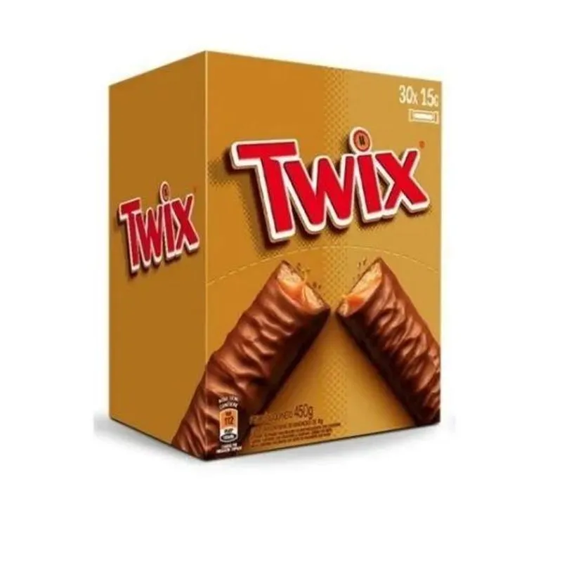 Chocolate Twix 15g Com 30 Unidades Caramelo Macio E Biscoito
