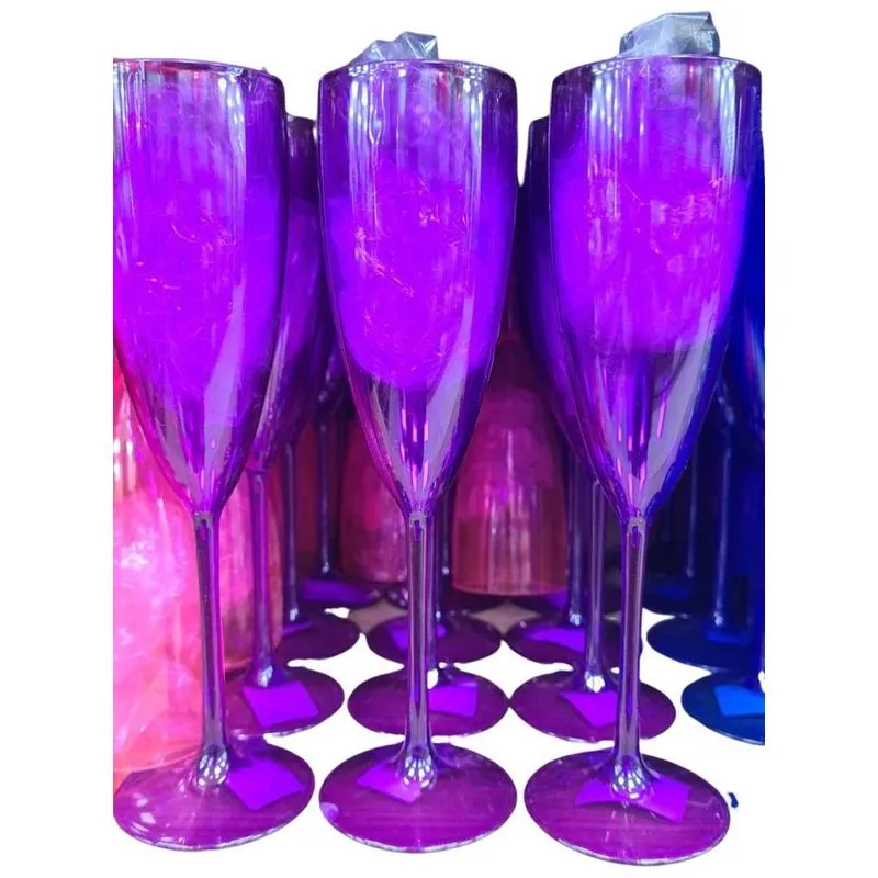Kit 10 Taças Champanhe Acrilico Lilas 180ml- Festas Eventos