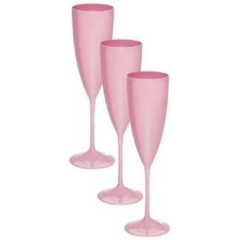 Kit 10 Taças Rosa Claro De Champanhe Acrílico Leve 180ml