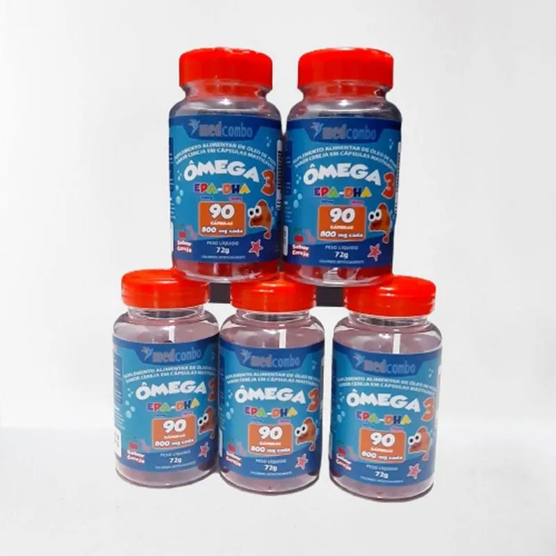 Combo 5 Unidades De Ômega 3 Infantil 90 Capsulas 800mg