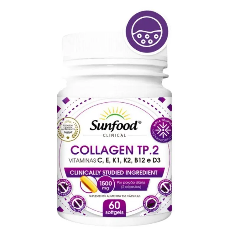 Colágeno Tipo 2, 1500mg, 60 Cápsulas, Sunfood