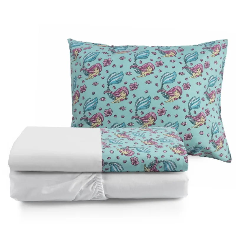 Kit 3 peças Lençol para Mini Cama 150 Fios Algodão Moderno