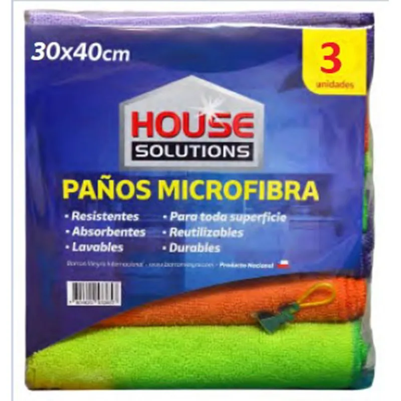 Pack 3 un. Paños de Microfibra Colores 30 x 40 cm