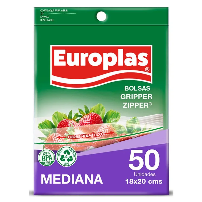 Bolsas Herméticas Europlas Pequeñas 50 un. 18 x 20 cm