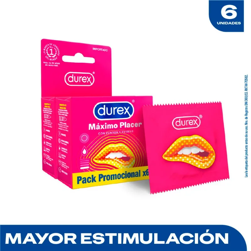 Preservativos Durex Max Placer 6 un.