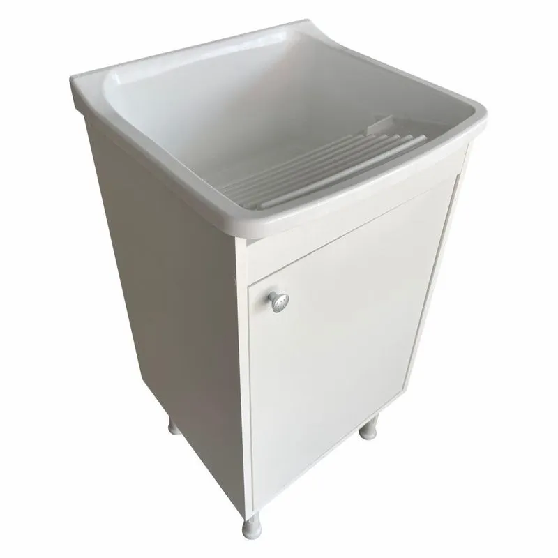 Tanque De Lavanderia Com Gabinete 100% mdf + Sifão + Válvula Branco