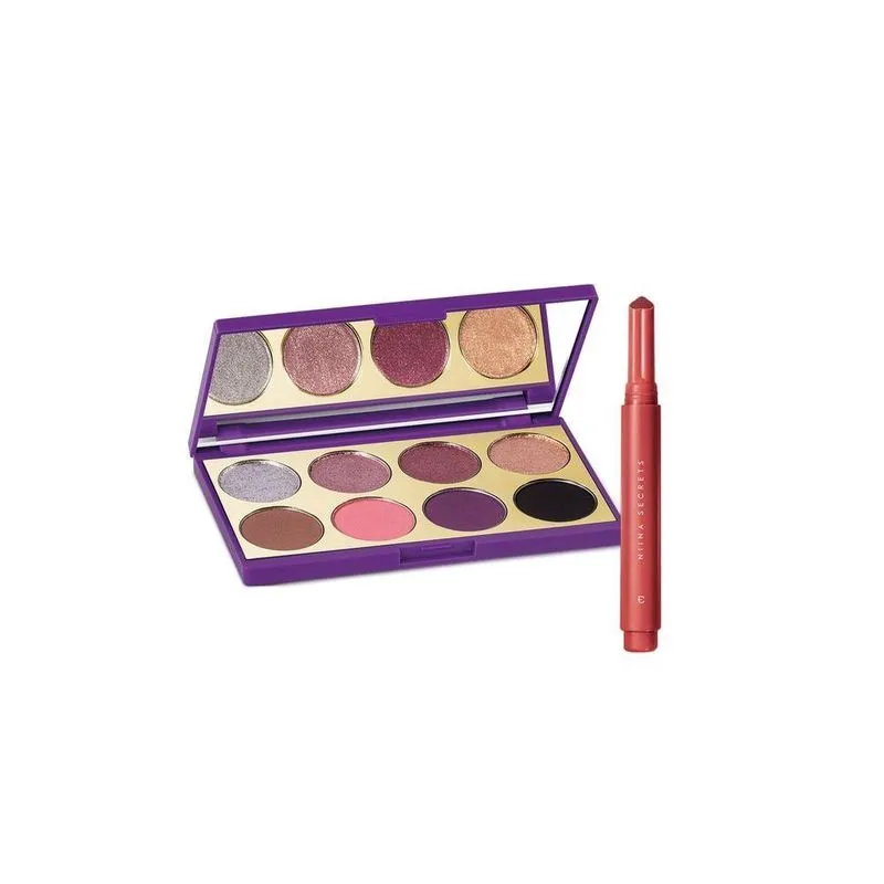 Eudora Niina Secrets Palette Purple + Batom Gloss Stick Vermelho