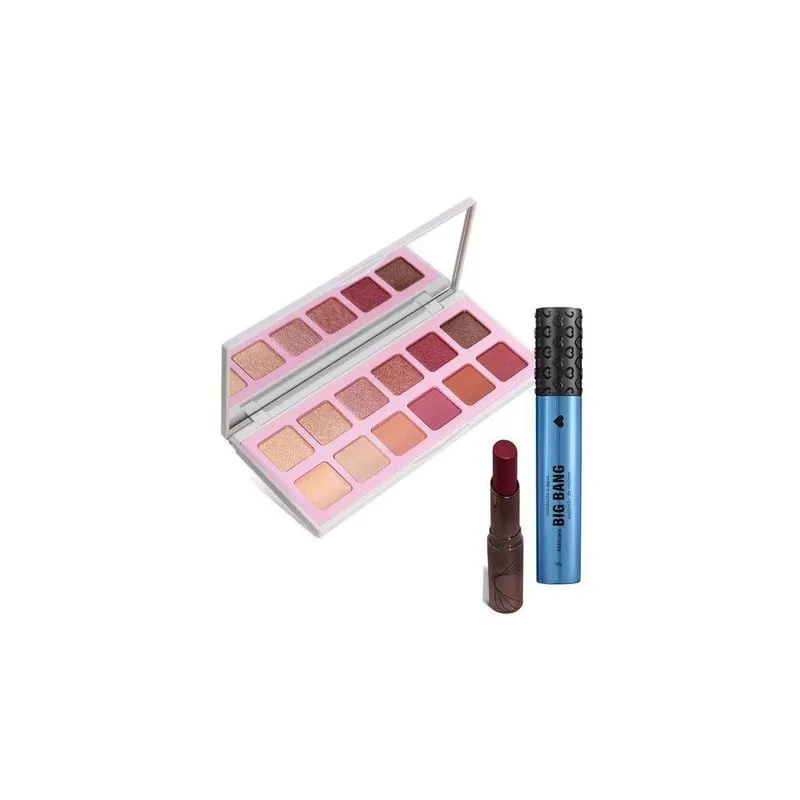 Combo Presente: Máscara De Cílios Big Bang Resistente À Água + Palette De Sombras Quartzo + Batom Volumão Bordolê