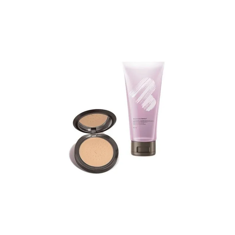 Combo Cuidados Com O Rosto: Sabonete Líquido Demaquilante 90ml + Pó Compacto Facial Cor 4 6g