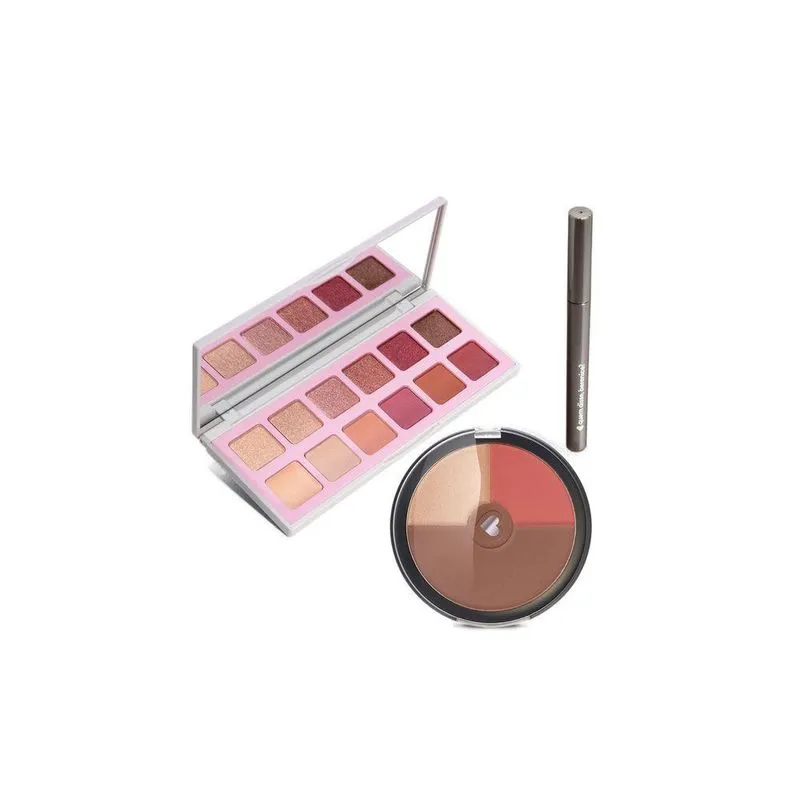 Combo Pó Multiefeitos + Palette De Sombras Quartzo + Caneta Delineadora