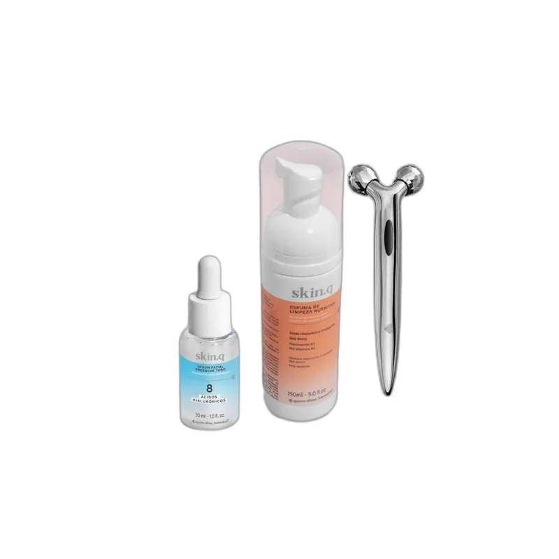 Combo Autocuidado: Massageador Facial 3d + Sérum Facial 30ml + Espuma De Limpeza Nutritiva 150ml
