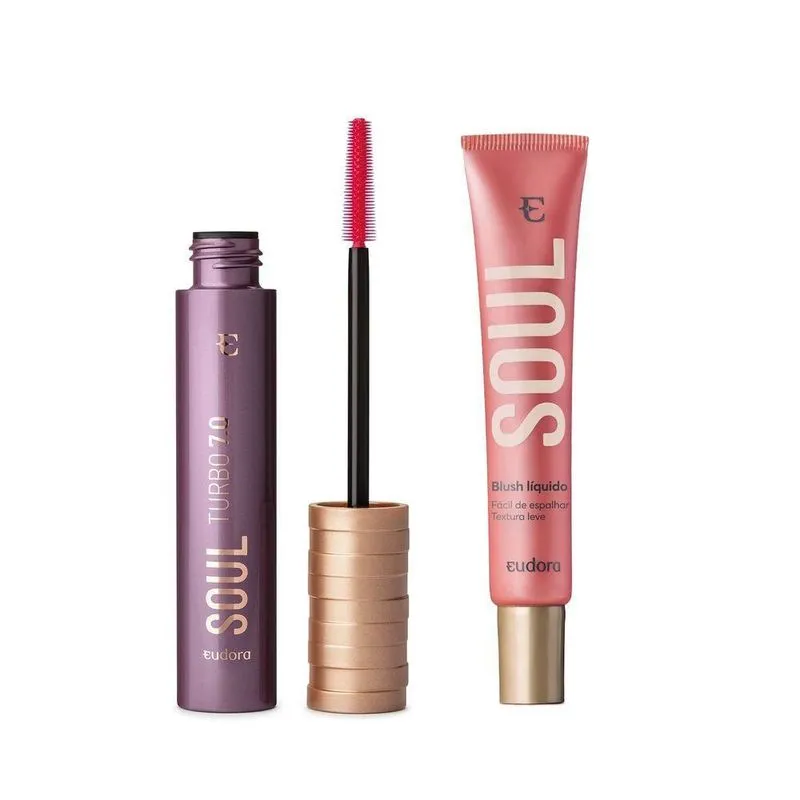 Combo Soul: Máscara Para Cílios 10g + Blush Líquido Rosa 15ml
