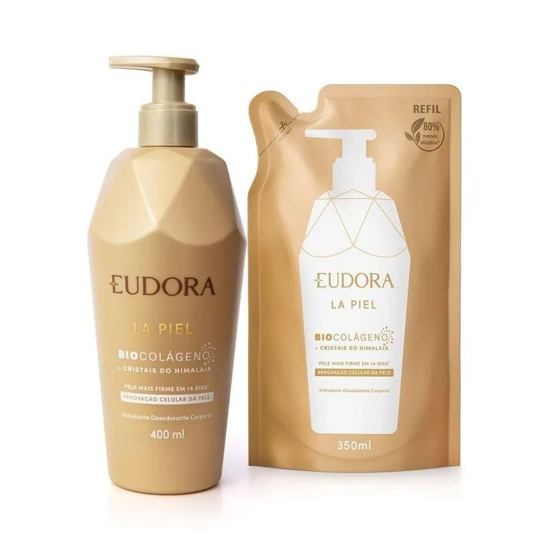 Combo La Piel Cristais Do Himalaia: Hidratante Corporal 400ml + Refil 350ml