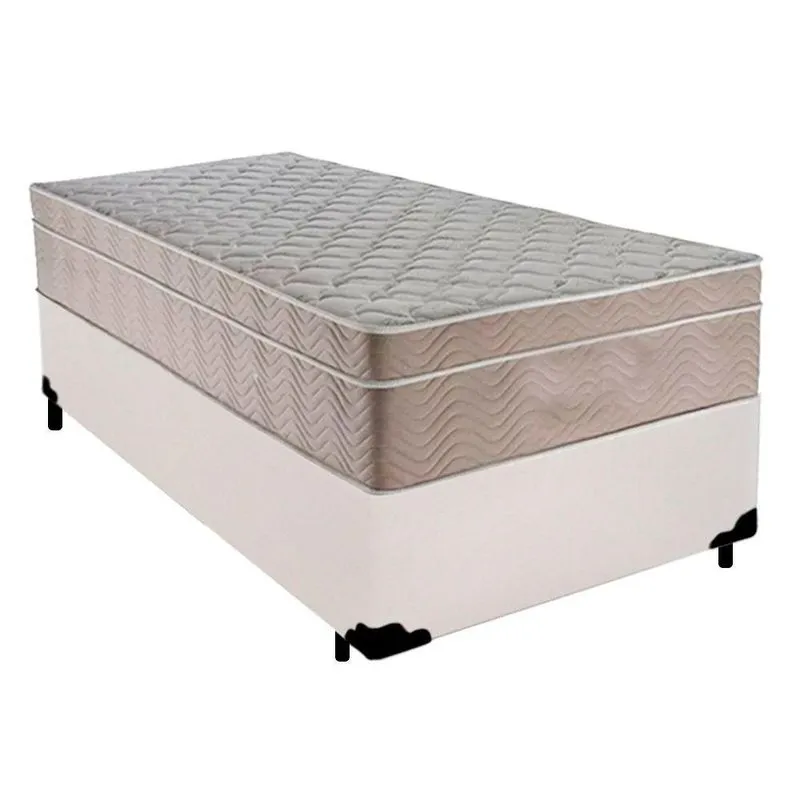 Cama Box Solteiro Sintético + Colchão De Molas Ensacadas - - 88cm Branco